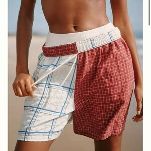 NWT Anthropologie Celandine Patchwork Drawstring Shorts M Color Block Boxer
